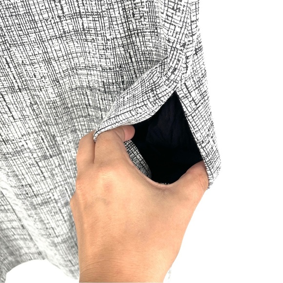 Tahari Sleeveless Black White Print Fit and Flare Cocktail Wedding Dress Size 8 - Picture 7 of 8